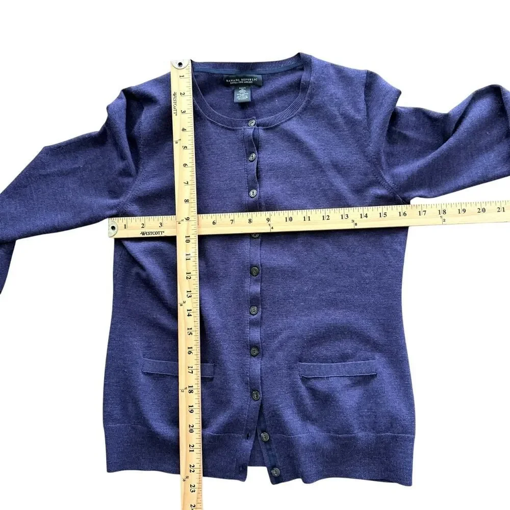 Banana Republic Extra Fine Merino Cardigan Purple Buttons Womens PM